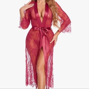 🔥🔥 New, Sexy Babydoll Lingerie Lace Robe Kimono Mesh Nightgown Lace Chemise